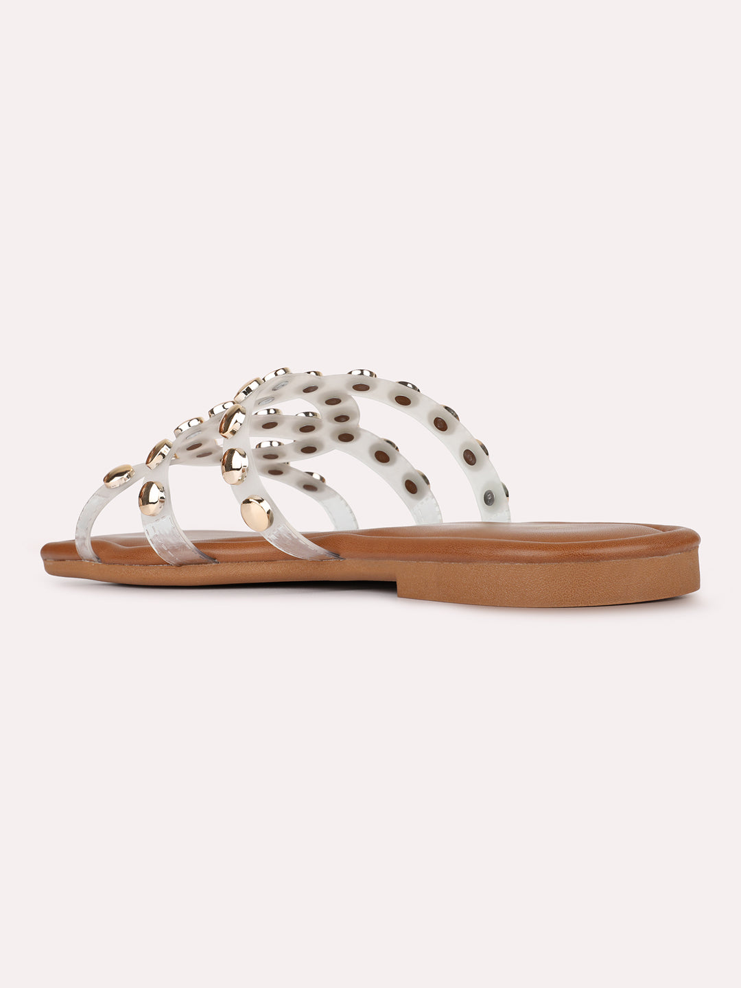 Womens Beige Casual Embroidered Open Toe Flat Slip-Ons