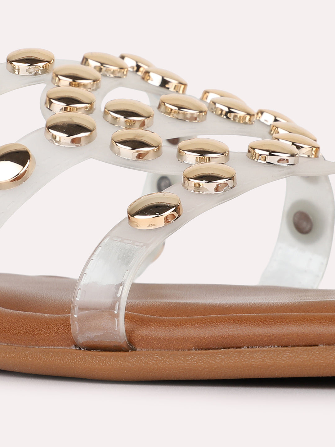 Womens Beige Casual Embroidered Open Toe Flat Slip-Ons