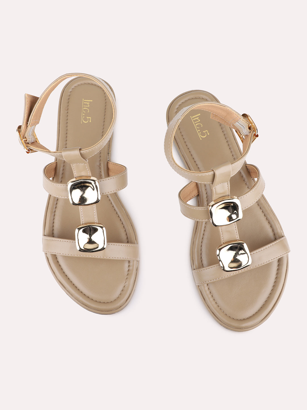 Womens Brown Casual Solid Pattern Open Toe Flats