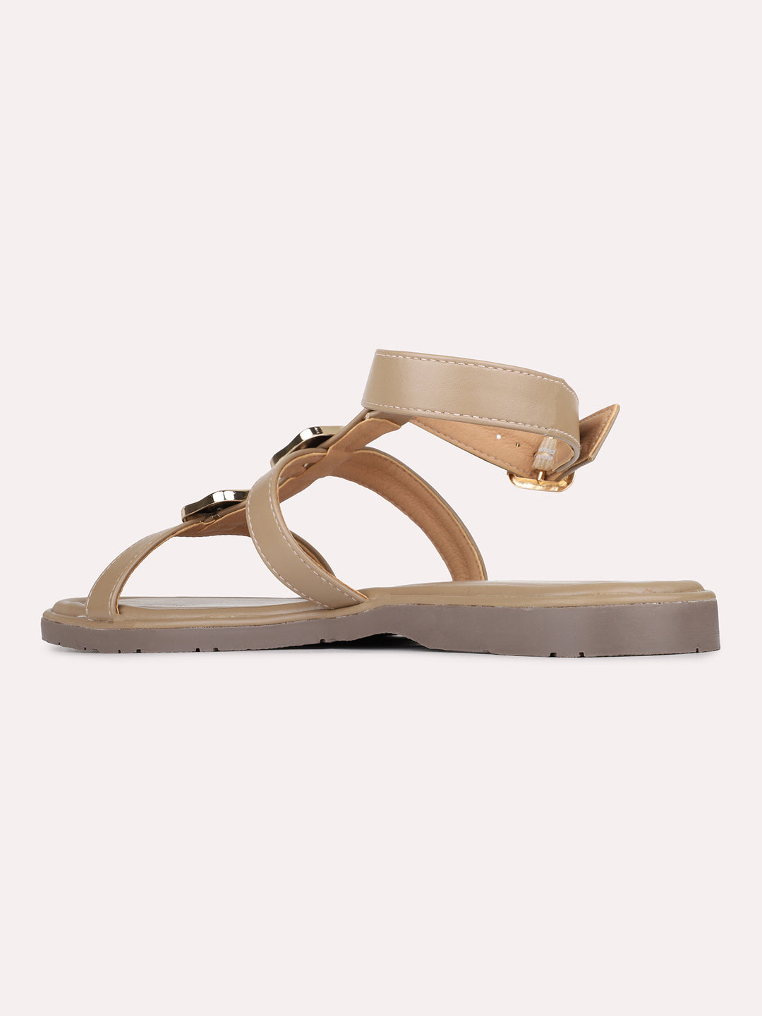 Womens Brown Casual Solid Pattern Open Toe Flats