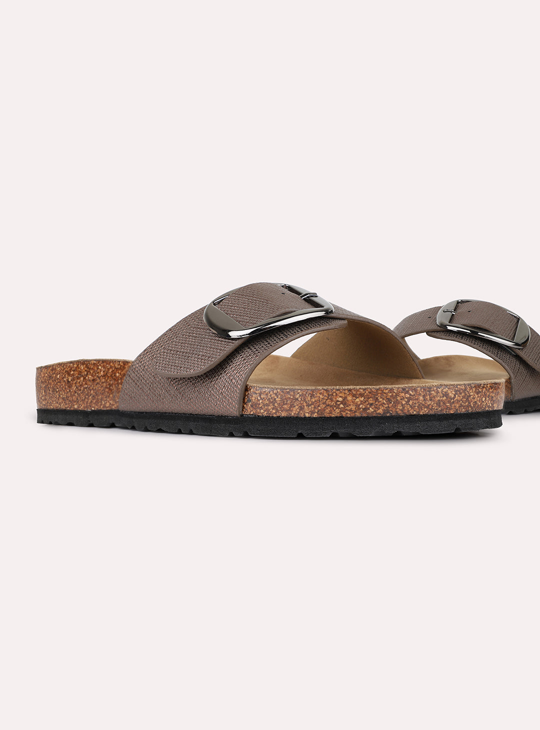 Womens Bronze Casual Solid Open Toe Slip-On Flats