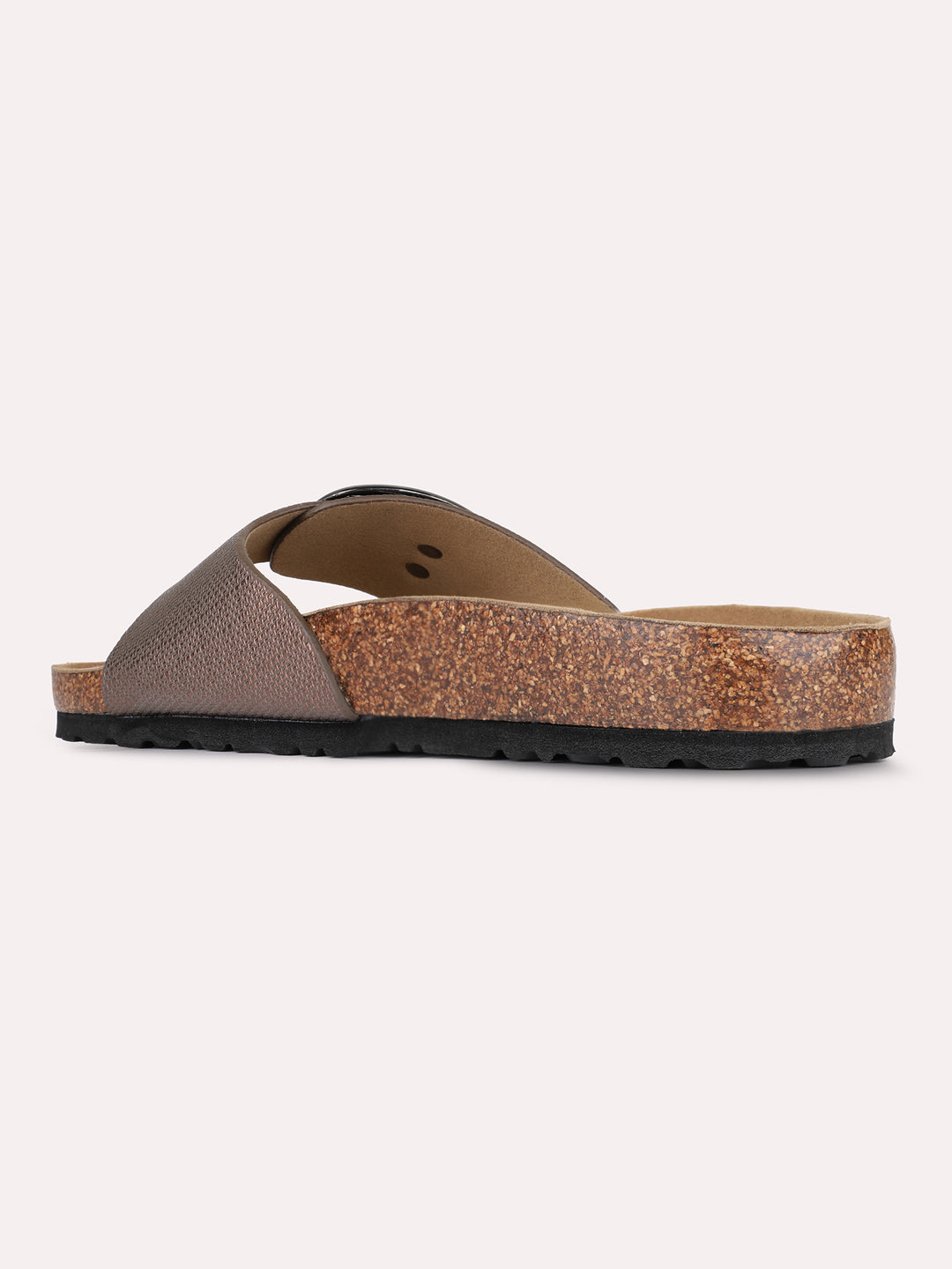 Womens Bronze Casual Solid Open Toe Slip-On Flats