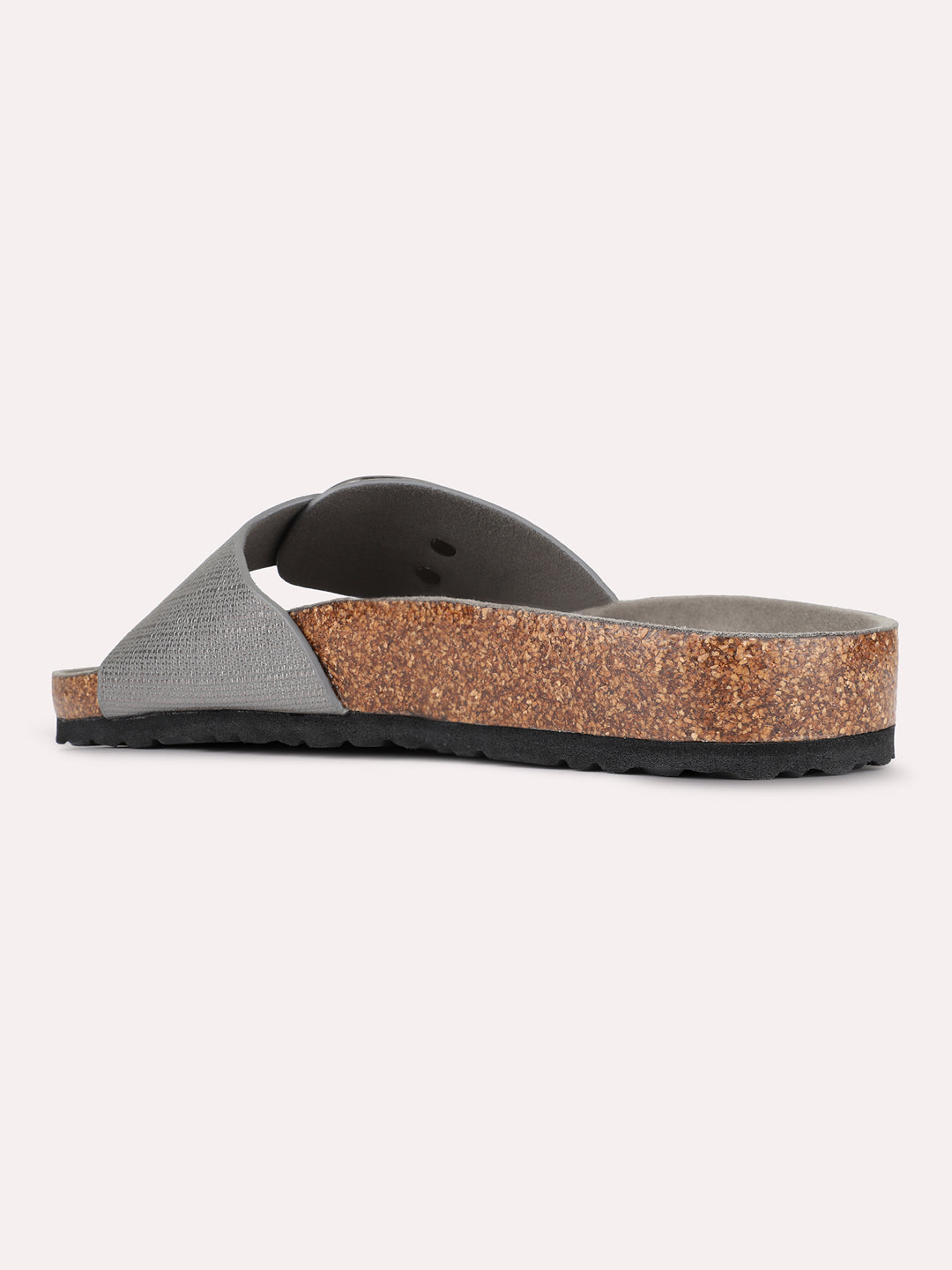 Womens Pewter Casual Solid Open Toe Slip-On Flats