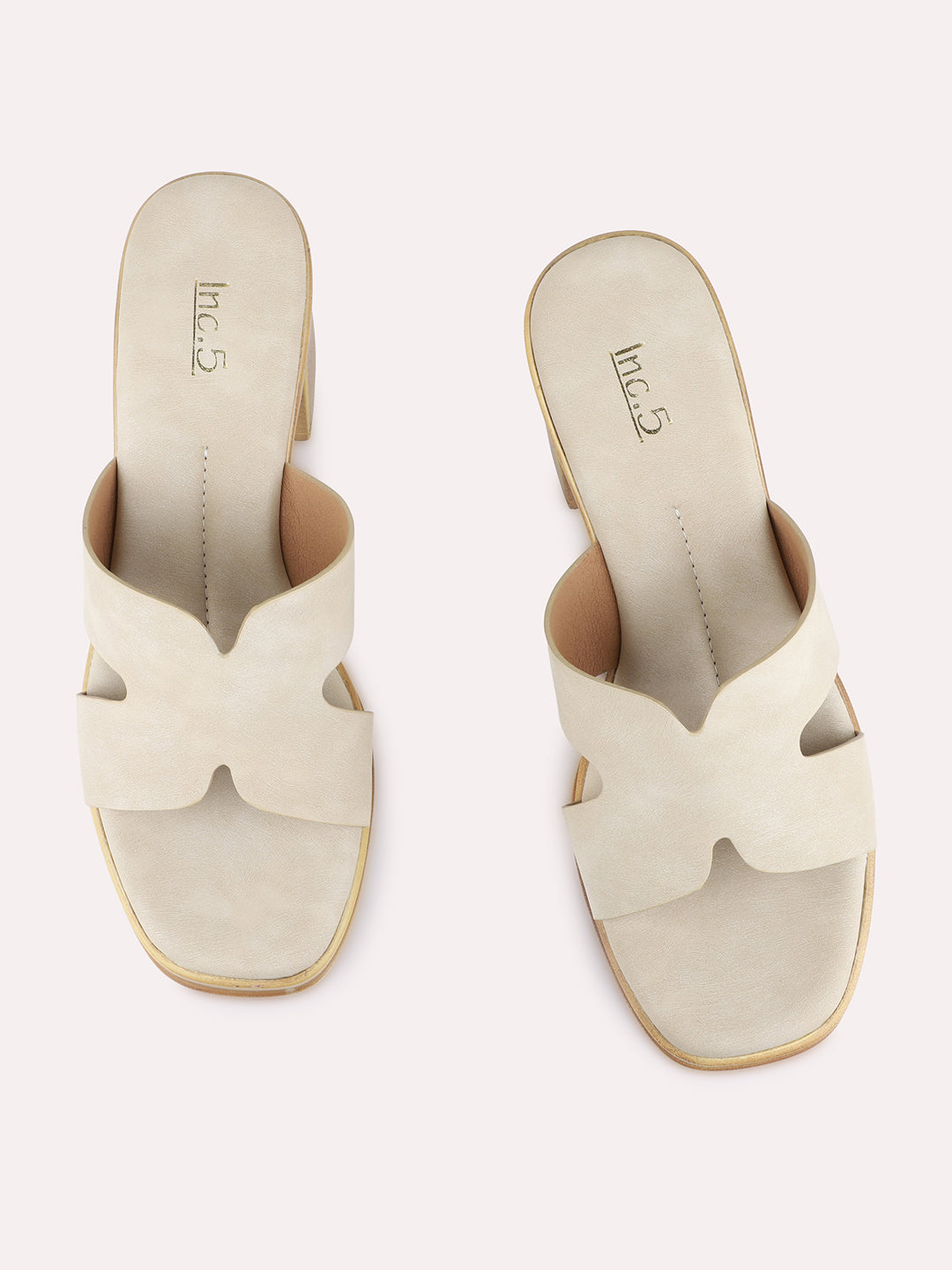 Womens Beige Casual Solid Pattern Round Toe Platform Heels