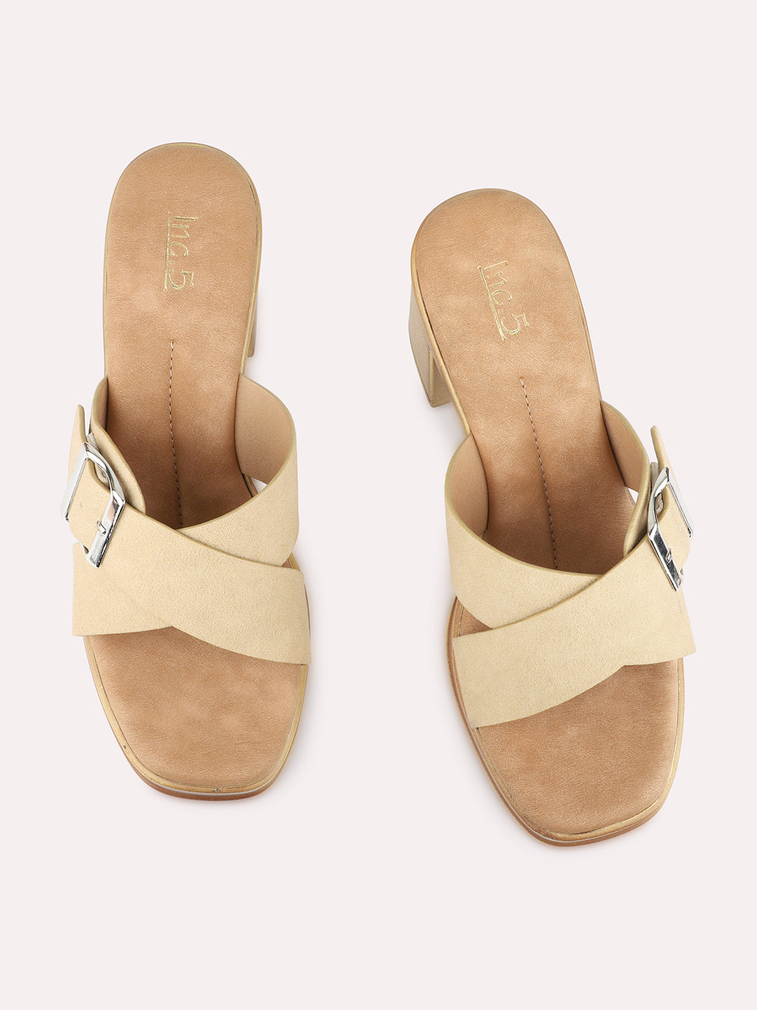 Womens Beige Casual Solid Pattern Square Toe Platform Heels