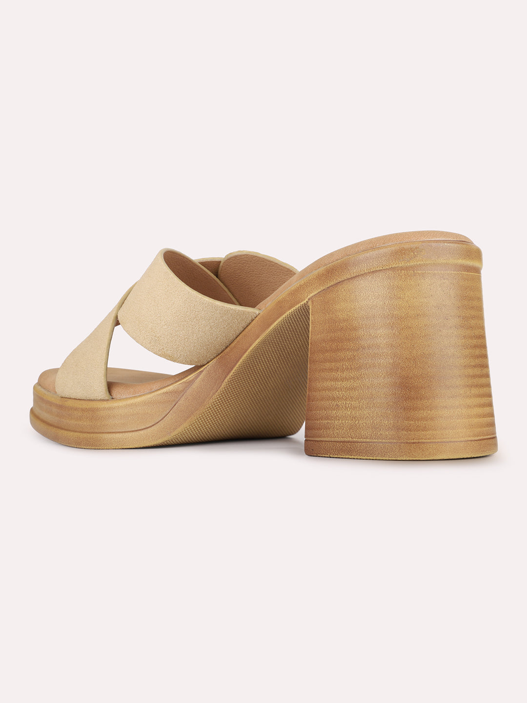 Womens Beige Casual Solid Pattern Square Toe Platform Heels