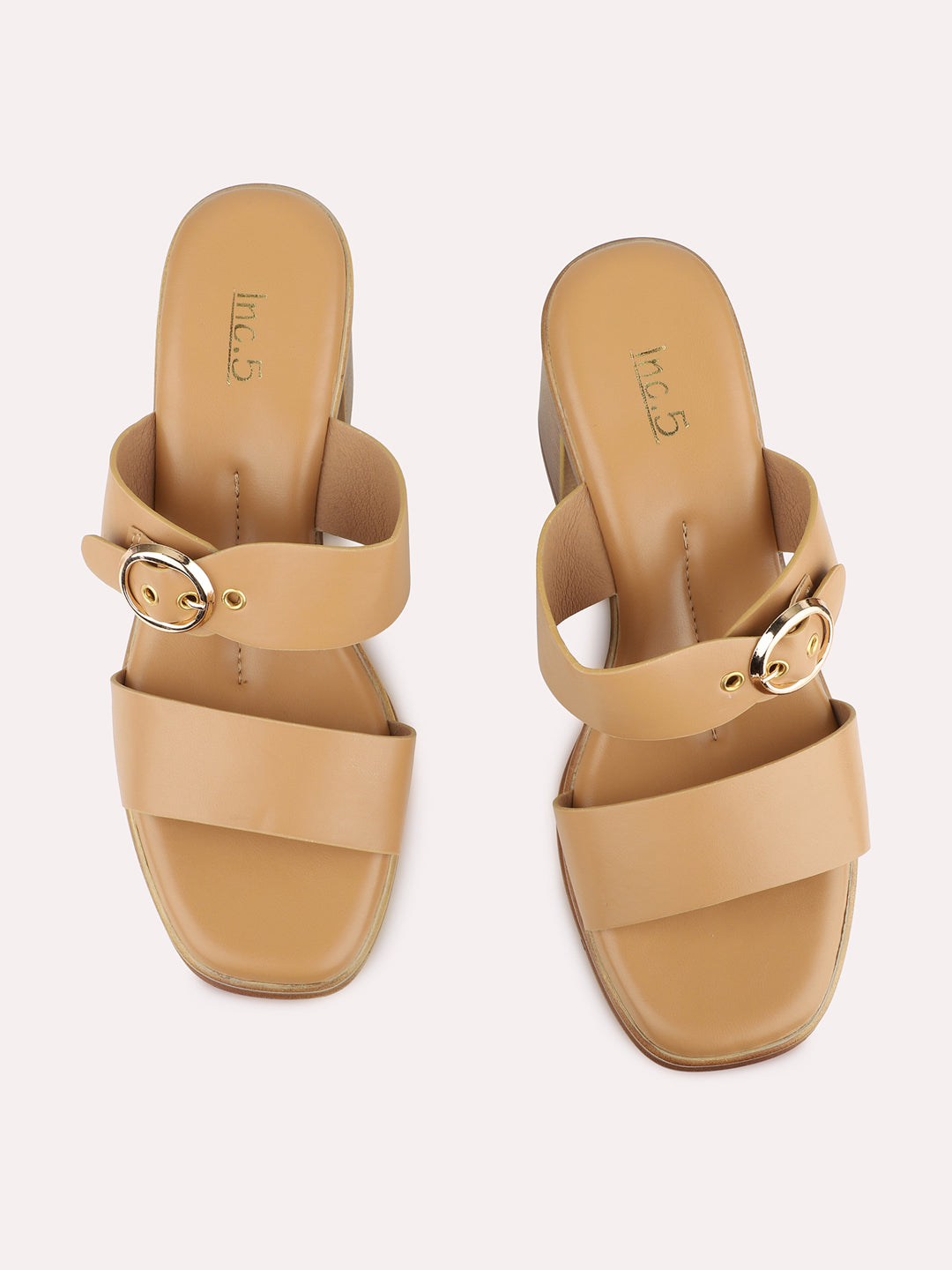 Womens Beige Casual Solid Pattern Square Toe Platform Heels