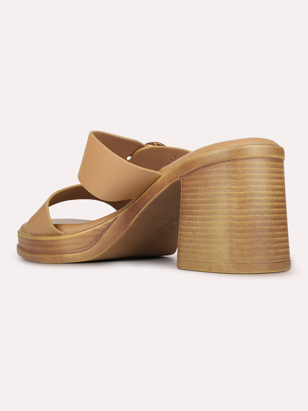 Womens Beige Casual Solid Pattern Square Toe Platform Heels