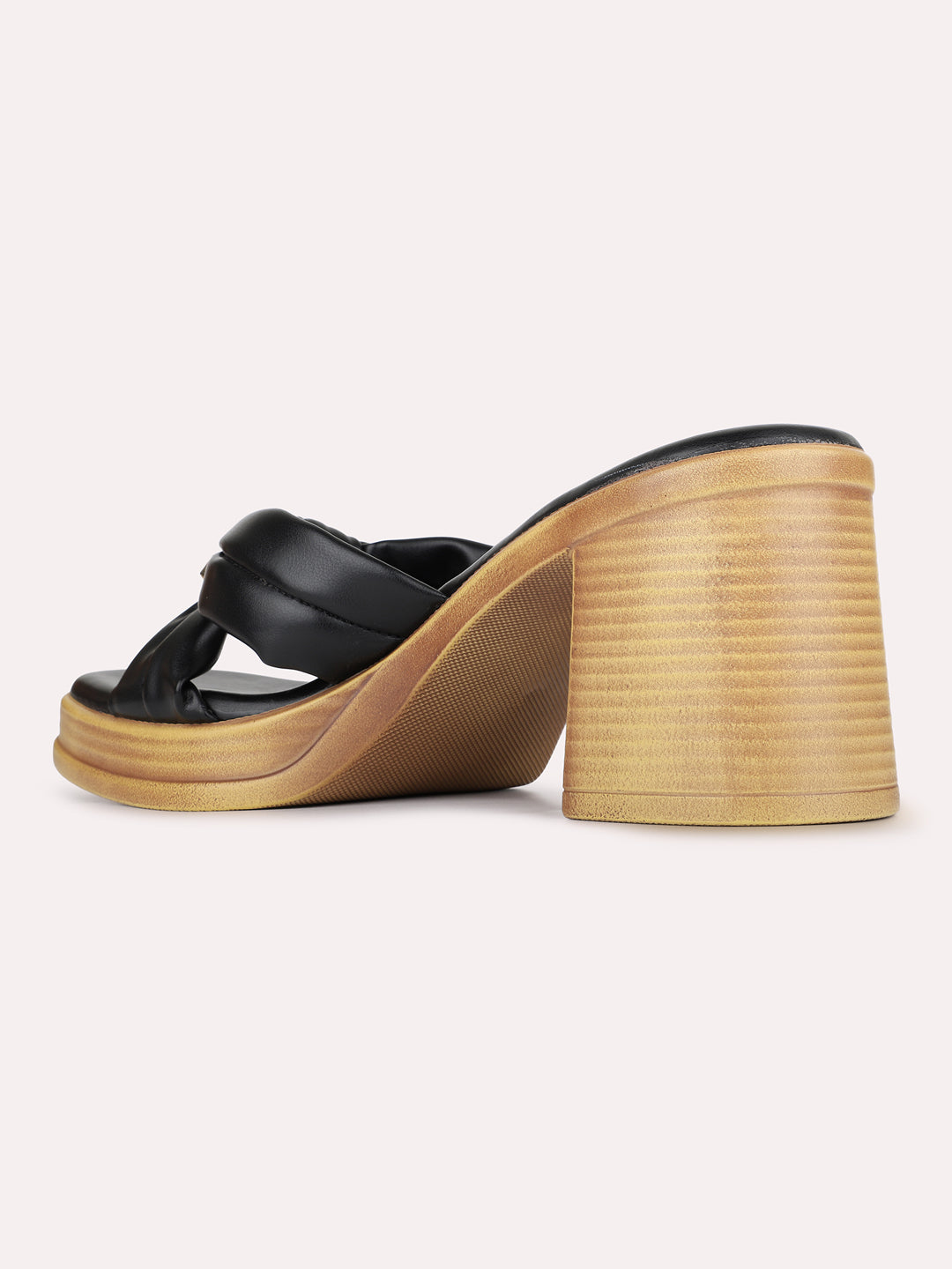 Womens Black Casual Solid Round Toe Platform Heels