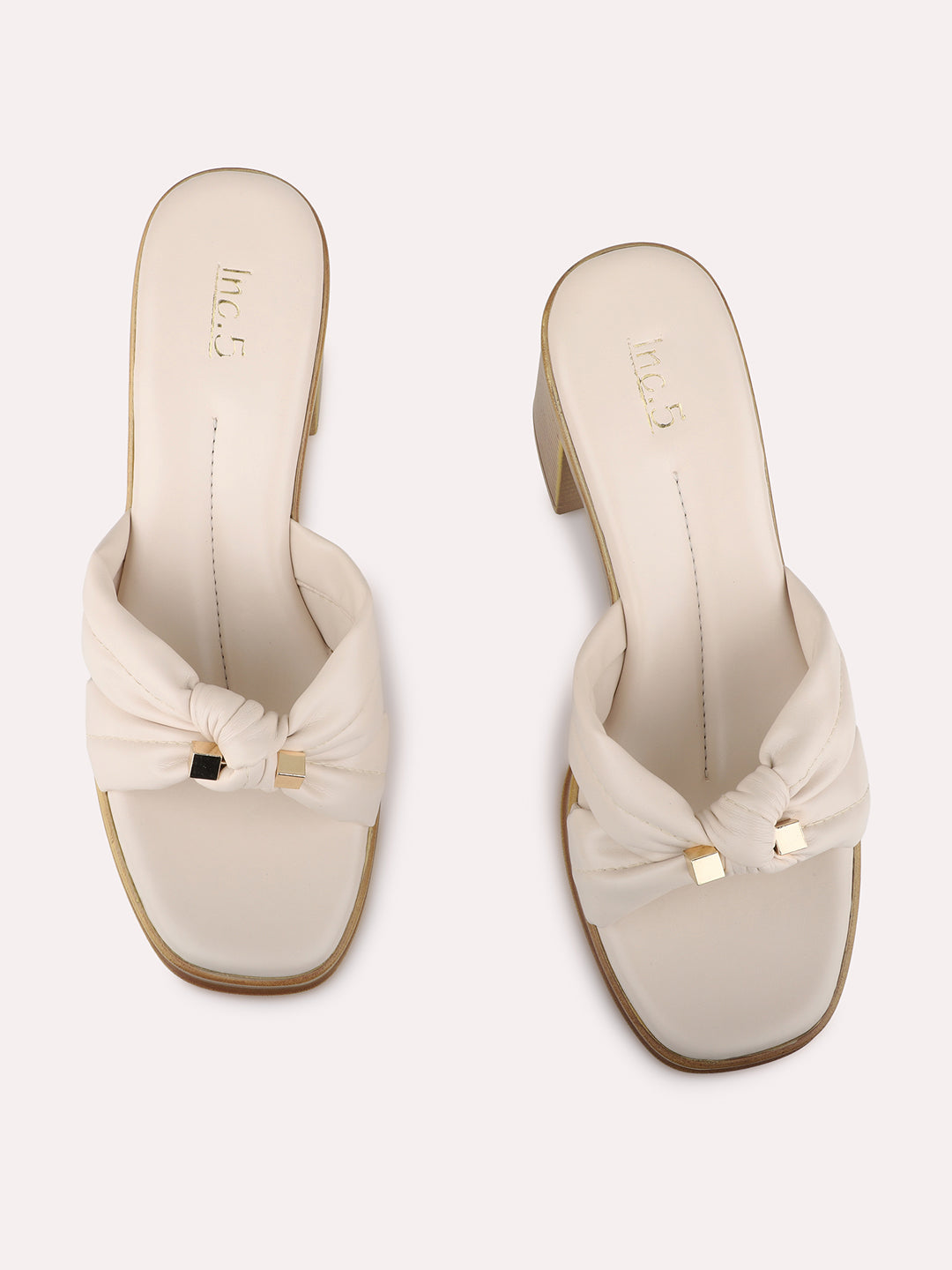 Womens Cream Casual Solid Round Toe Platform Heels