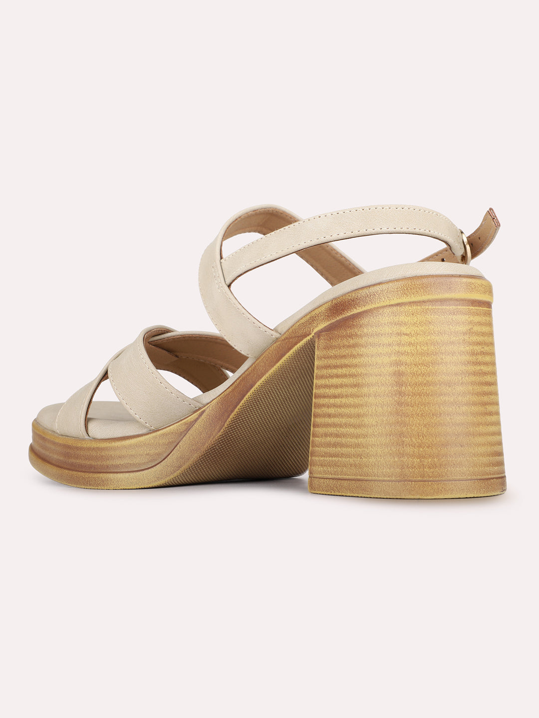 Womens Beige Casual Solid Round Toe Platform Heels