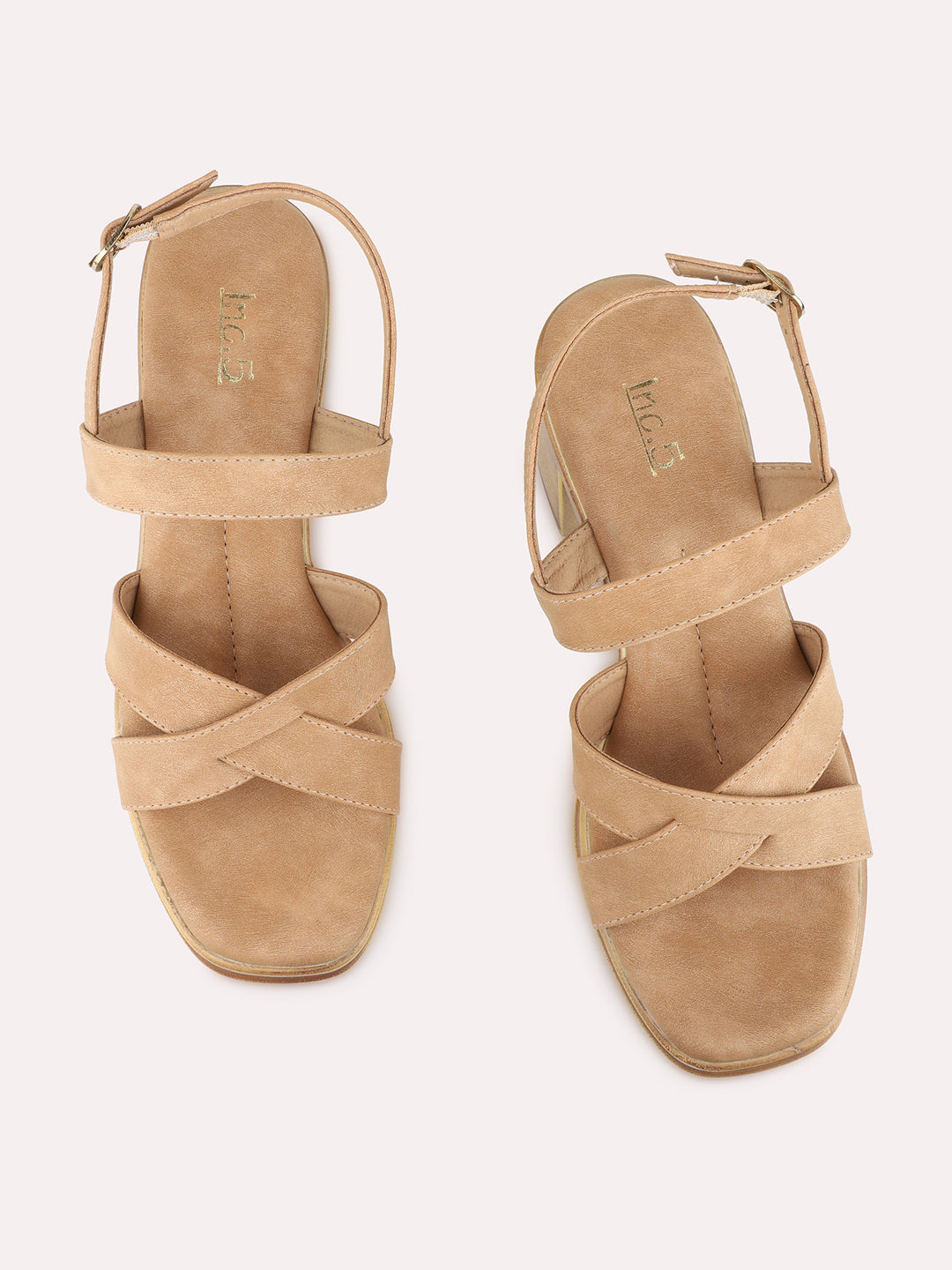 Womens Tan Casual Solid Round Toe Shape Platform Heels