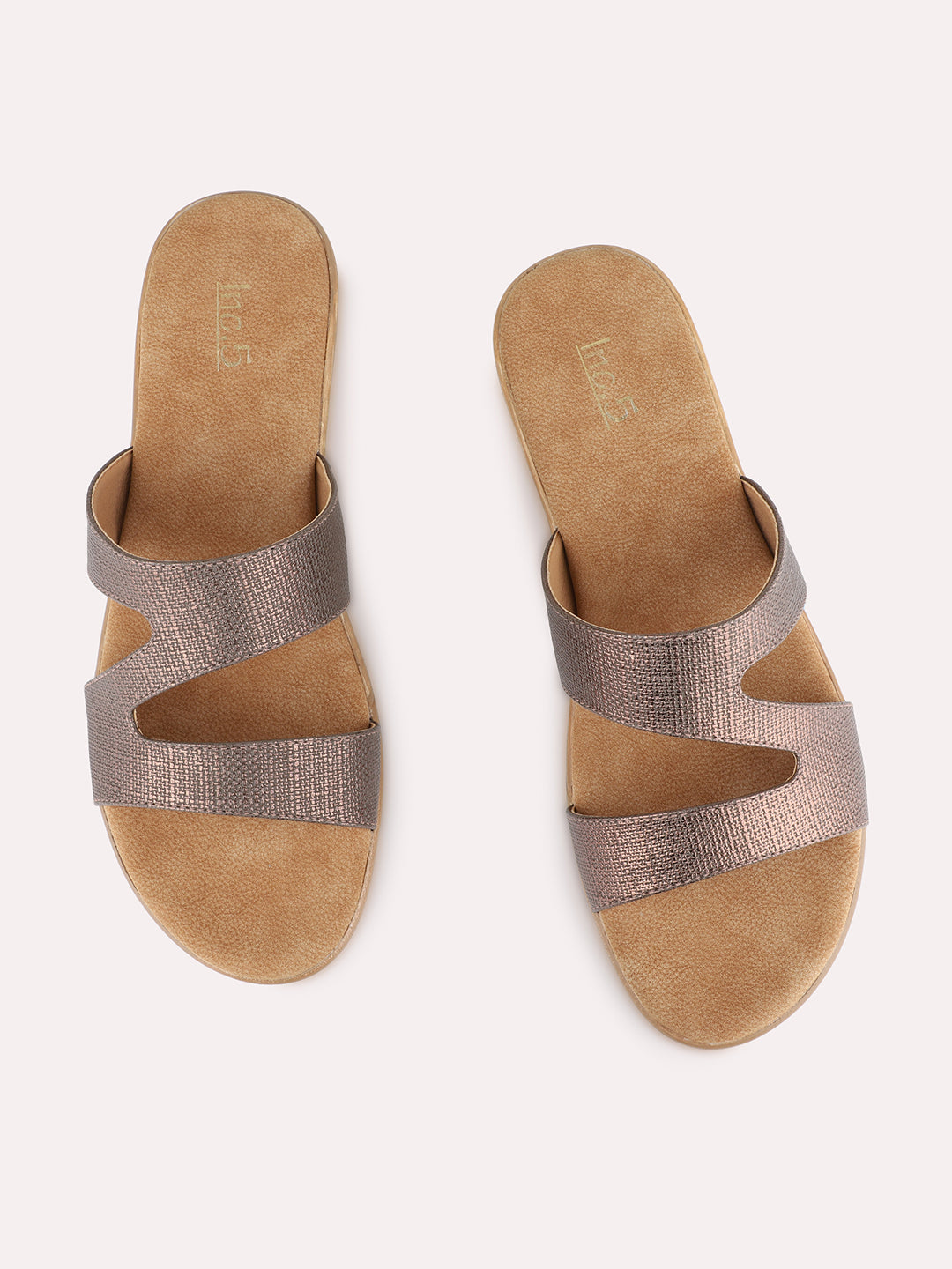 Womens Bronze Casual Solid Round Toe Wedge Heels