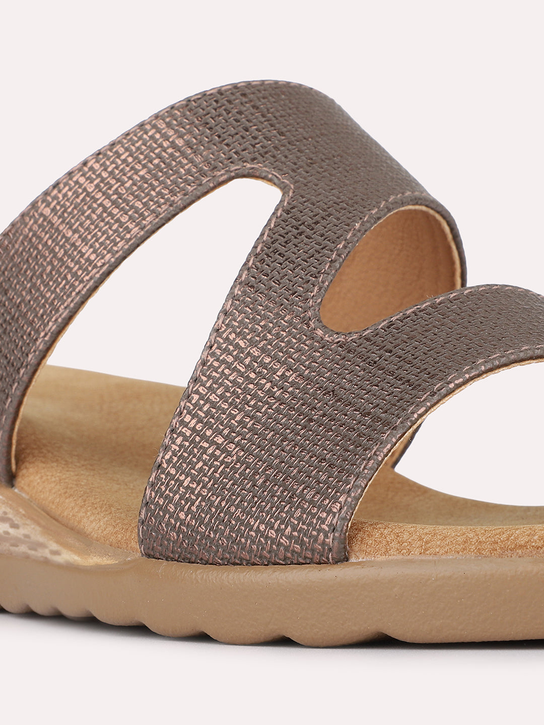 Womens Bronze Casual Solid Round Toe Wedge Heels