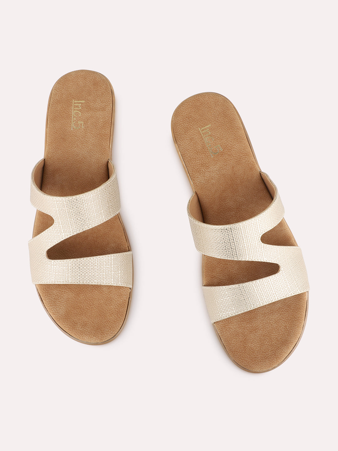 Womens Golden Casual Solid Round Toe Wedge Heels