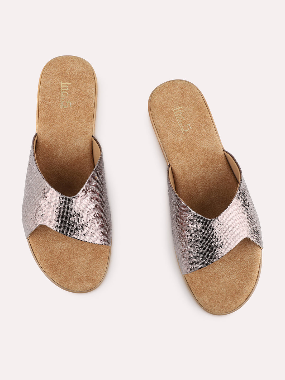 Womens Pewter Casual Solid Round Toe Wedge Heels