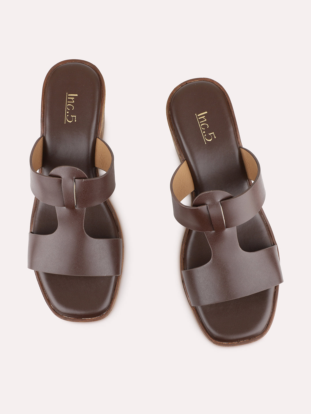 Womens Brown Casual Solid Pattern Square Toe Shape Platform Heels