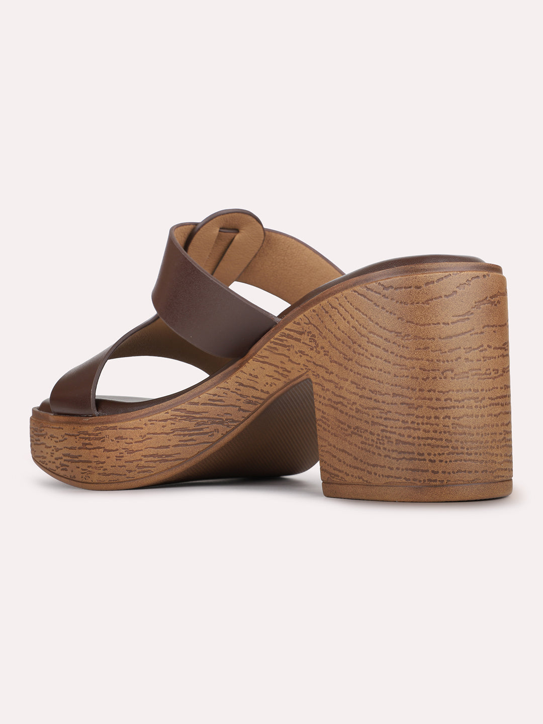 Womens Brown Casual Solid Pattern Square Toe Shape Platform Heels