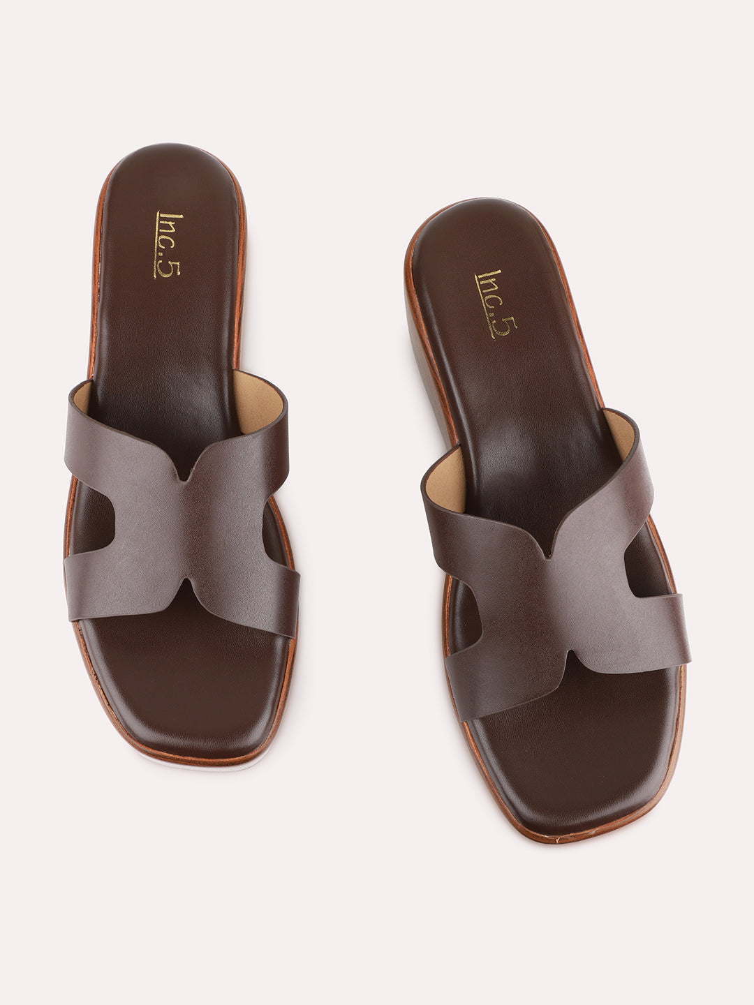 Womens Brown Casual Solid Pattern Round Toe Wedge Heels