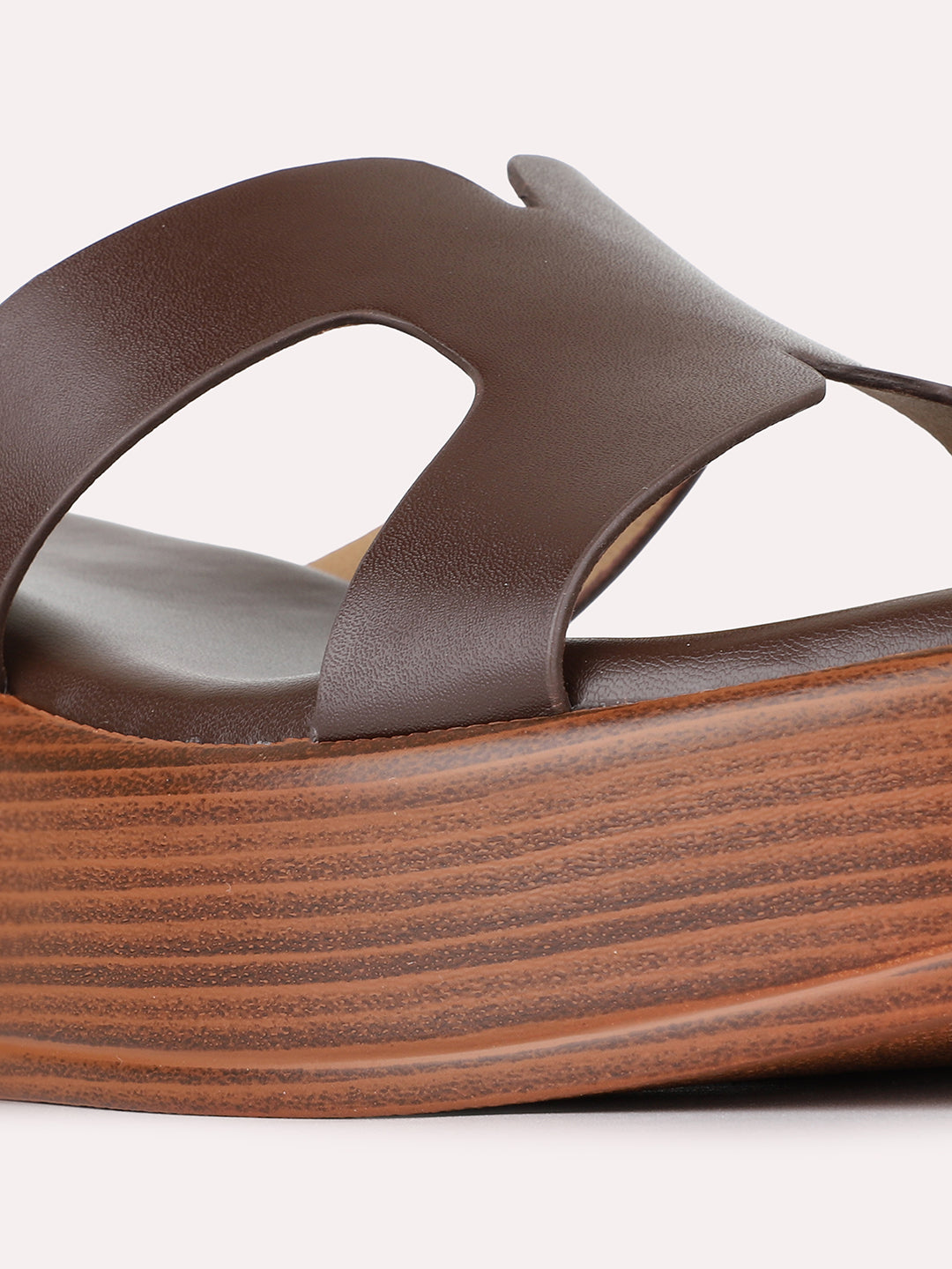 Womens Brown Casual Solid Pattern Round Toe Wedge Heels
