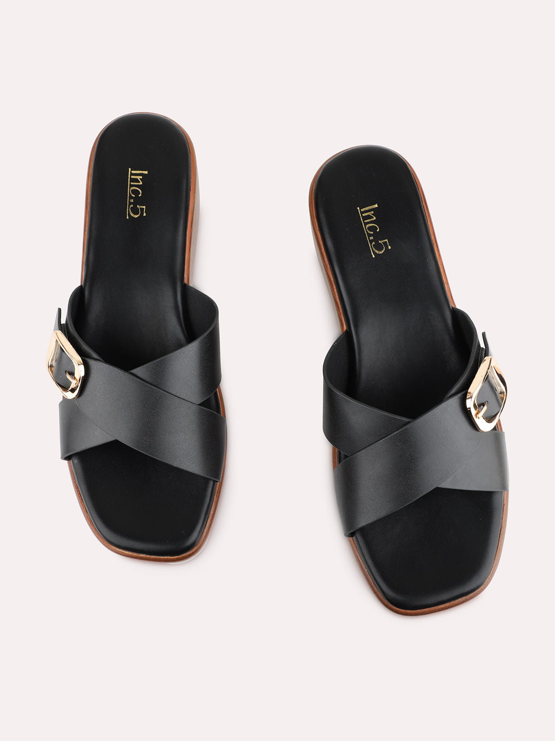 Womens Black Casual Solid Pattern Square Toe Wedges