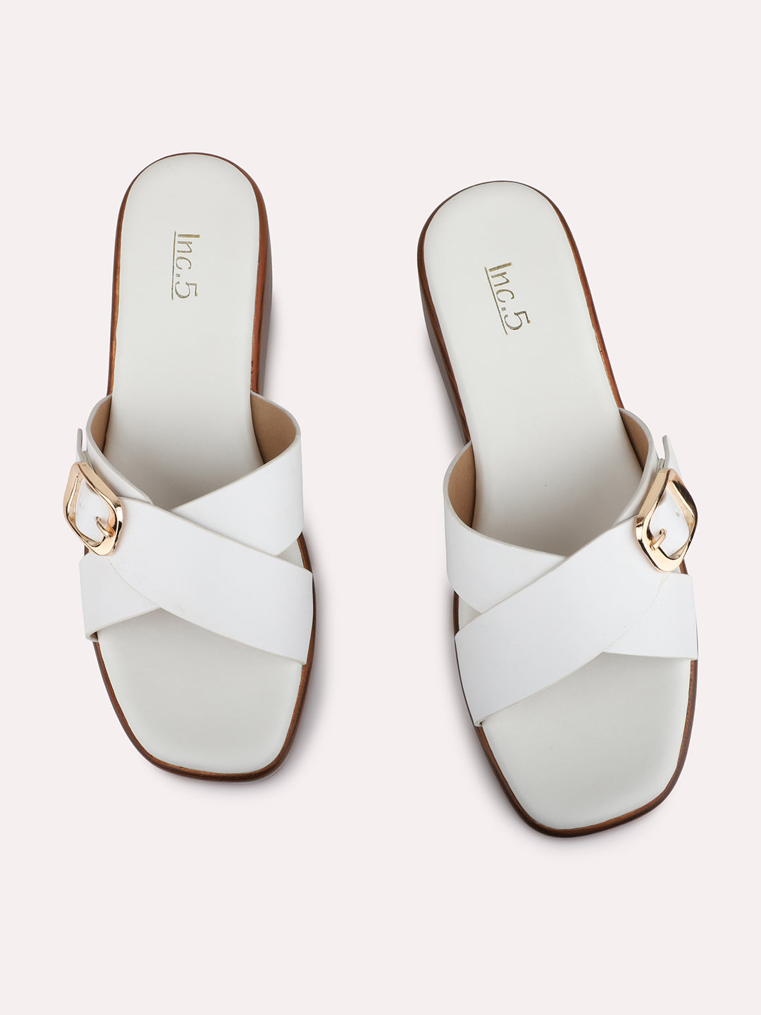Womens White Casual Solid Pattern Square Toe Wedges