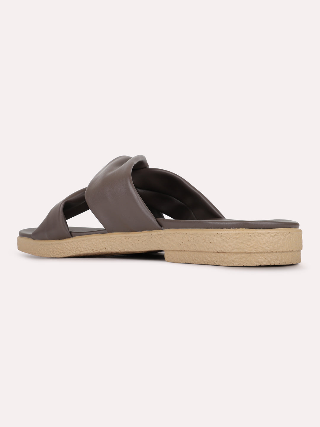 Womens Brown Solid Casual Open Toe Flats