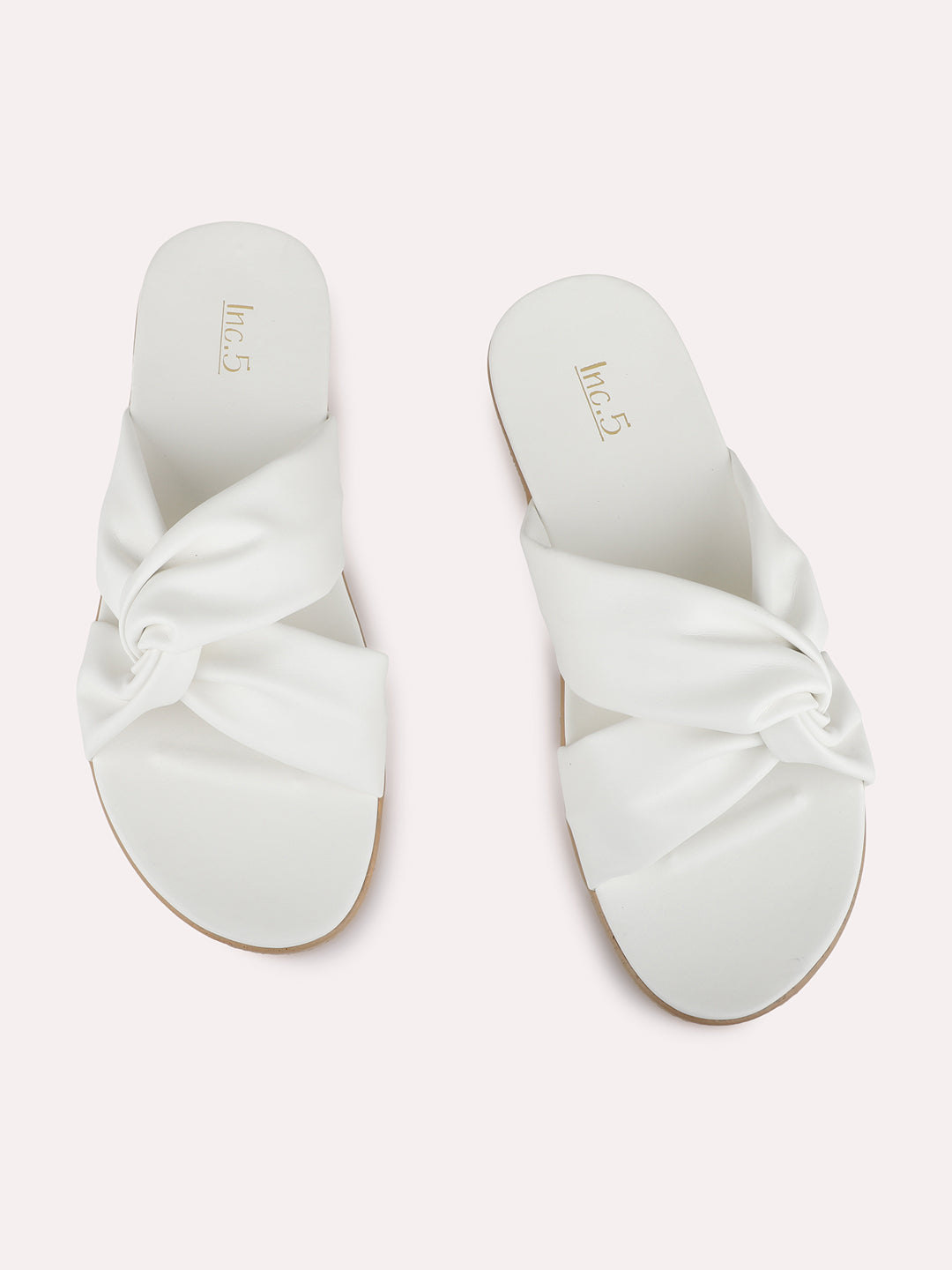 Womens White Casual Solid Pattern Open Toe Flats