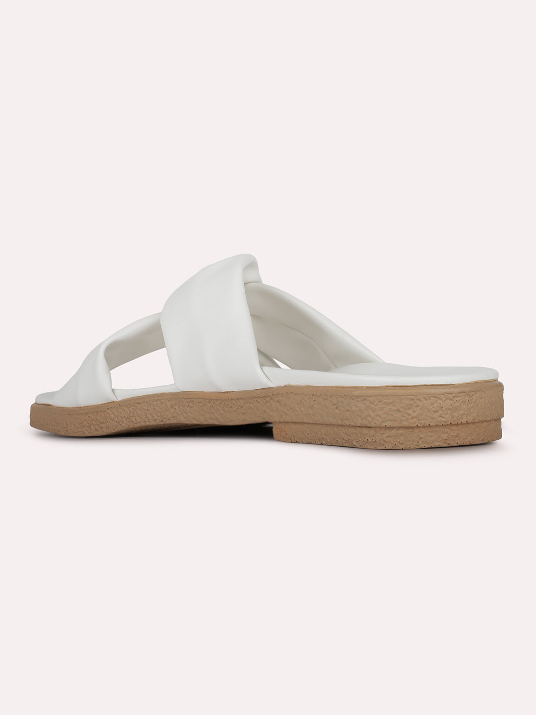 Womens White Casual Solid Pattern Open Toe Flats