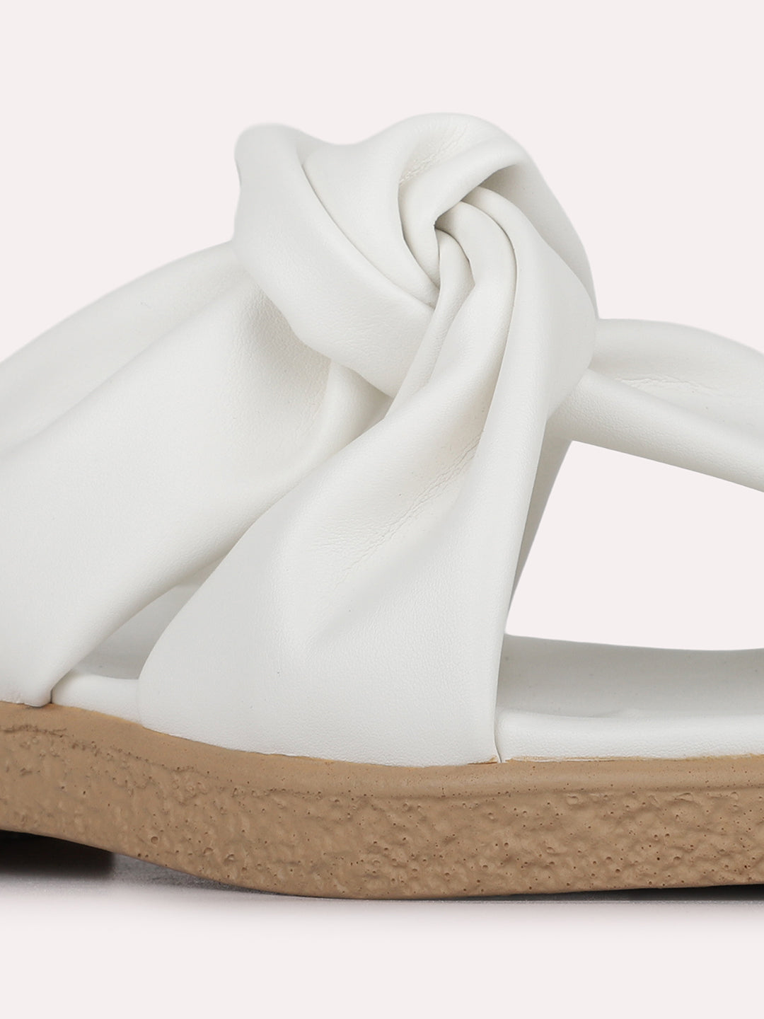 Womens White Casual Solid Pattern Open Toe Flats