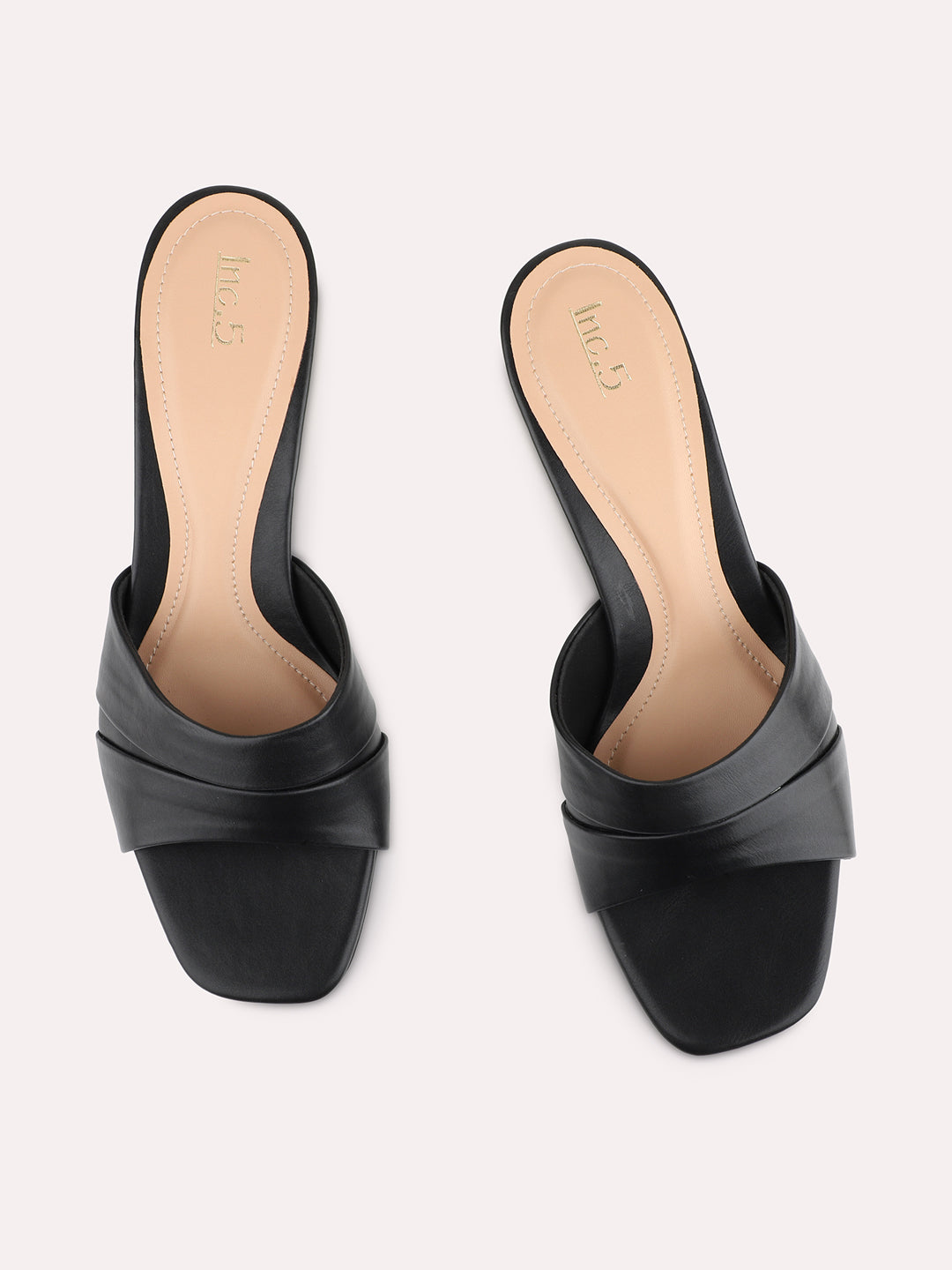 Womens Black Casual Solid Pattern Square Toe Kitten Heels