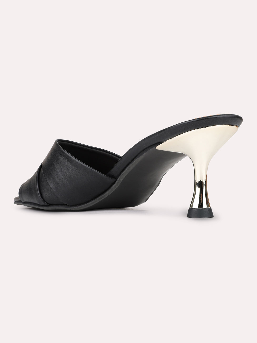 Womens Black Casual Solid Pattern Square Toe Kitten Heels