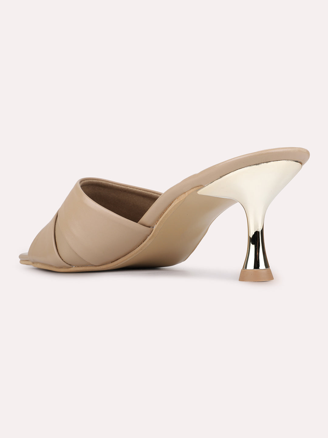 Womens Brown Casual Solid Pattern Square Toe Kitten Heels
