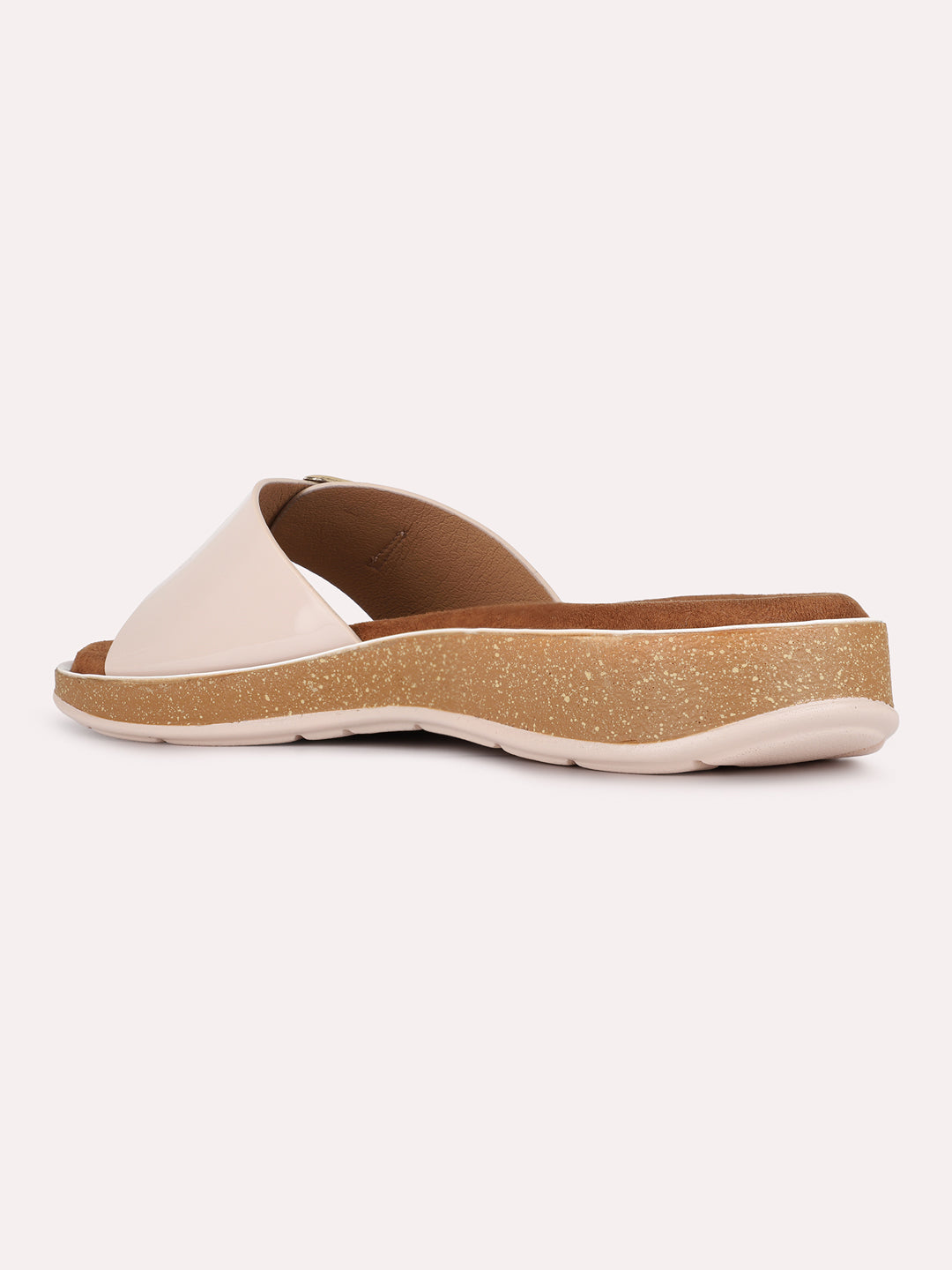 Womens Beige Casual Solid Pattern Open Toe Flats
