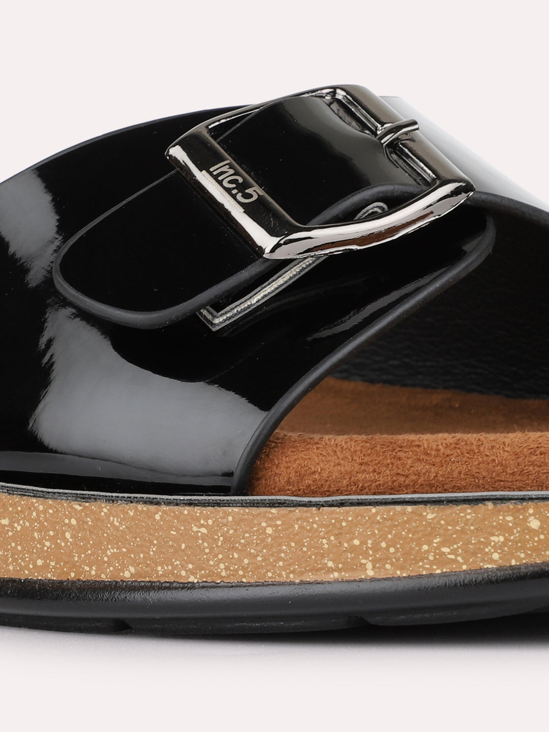 Womens Black Casual Solid Open Toe Flat Slip-Ons