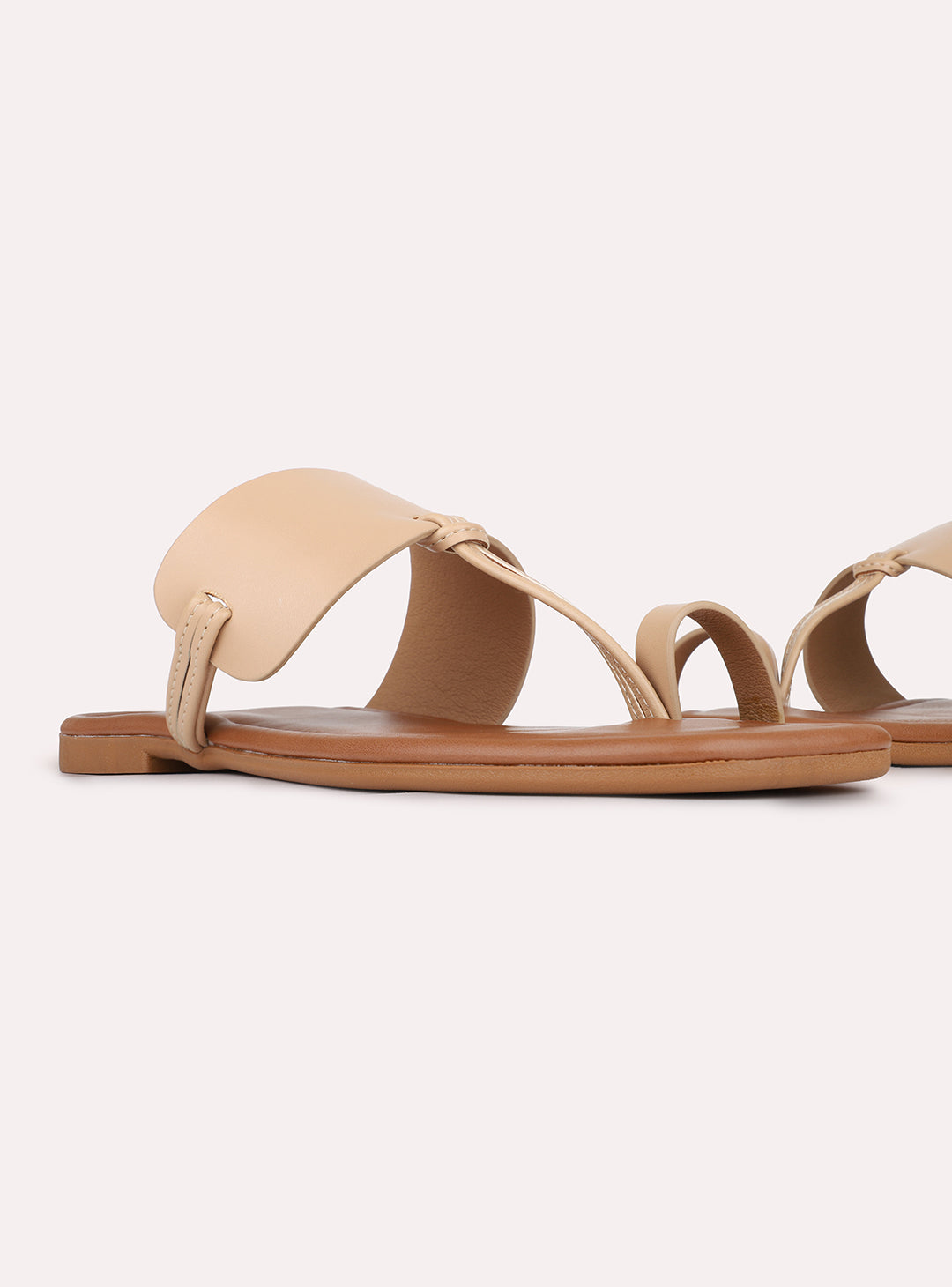 Womens Beige Casual Solid Pattern One Toe Flats