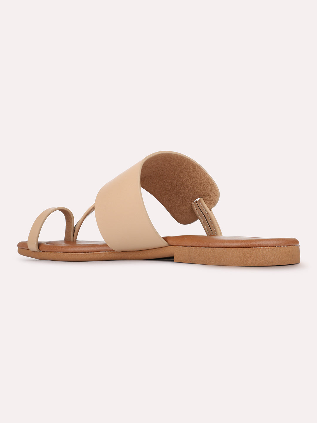 Womens Beige Casual Solid Pattern One Toe Flats