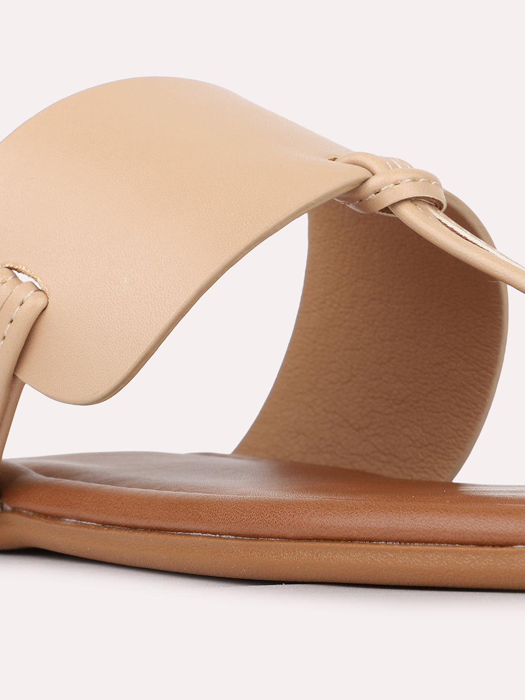 Womens Beige Casual Solid Pattern One Toe Flats