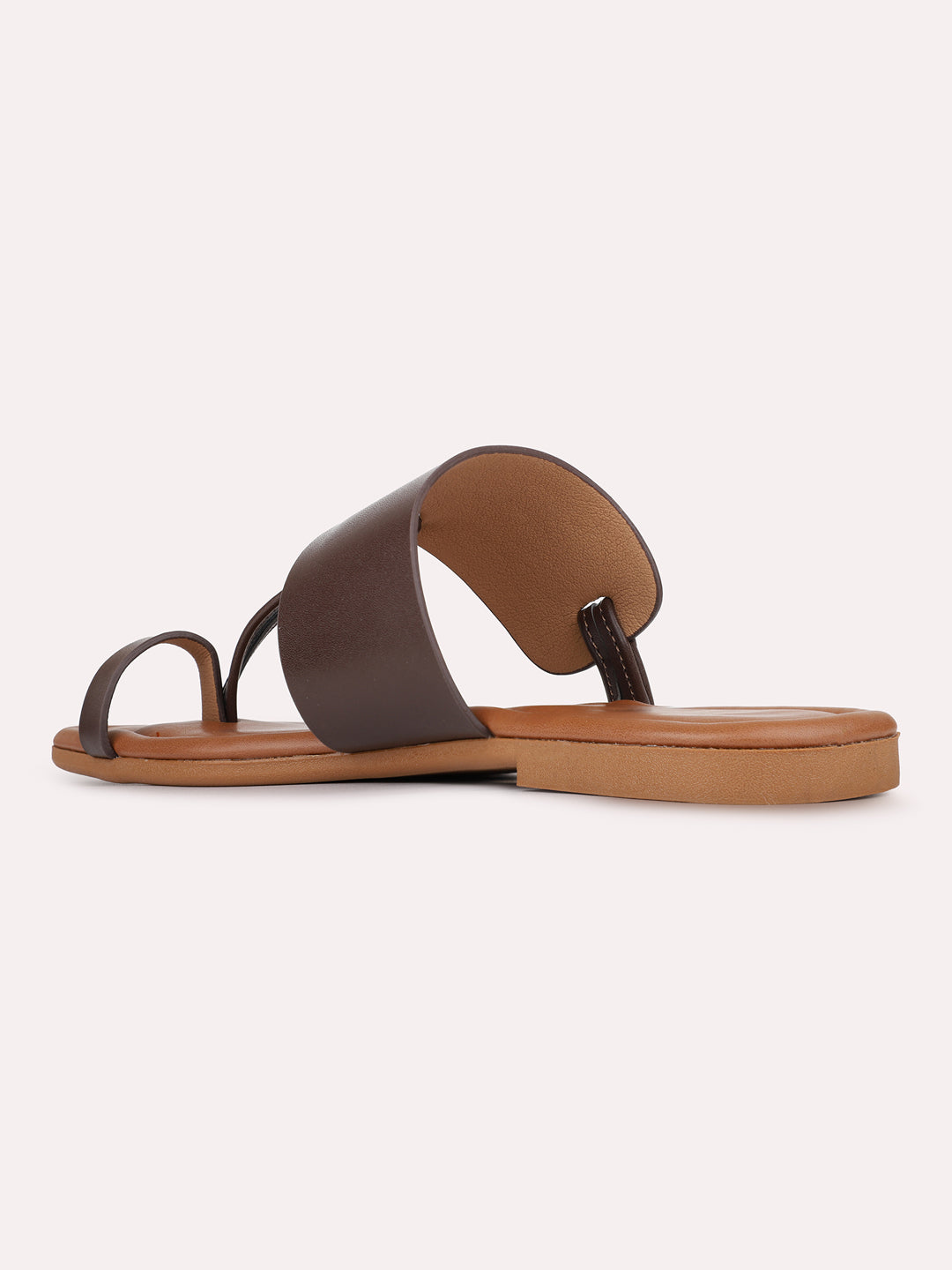 Womens Brown Casual Solid One Toe Flats