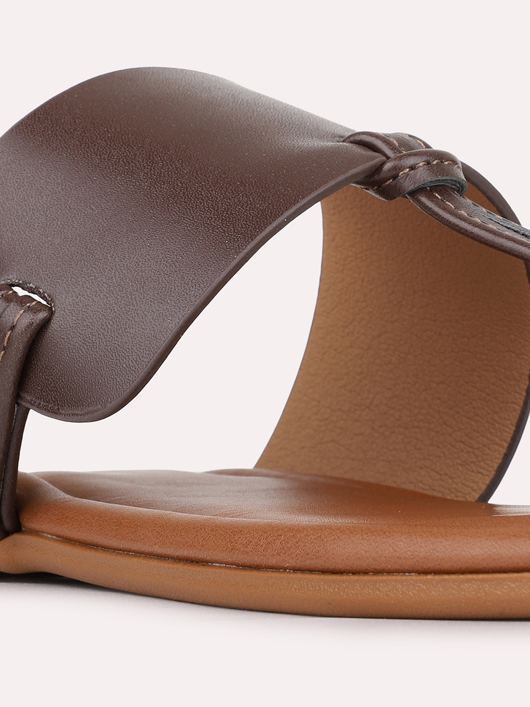 Womens Brown Casual Solid One Toe Flats