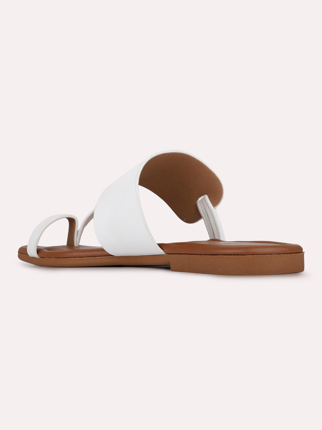Womens White Casual Solid Pattern One Toe Flats