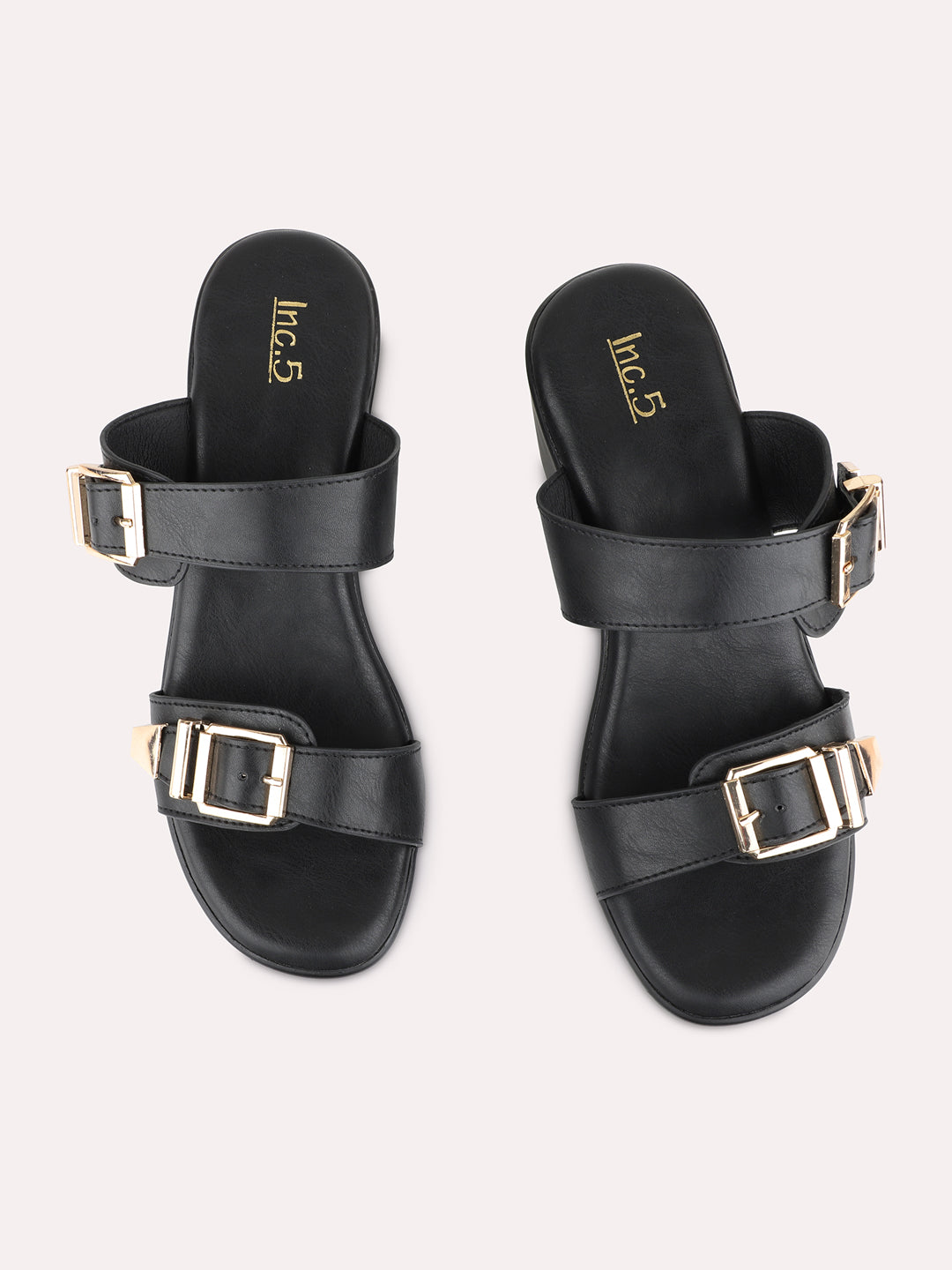 Womens Black Casual Solid Pattern Round Toe Platform Heels