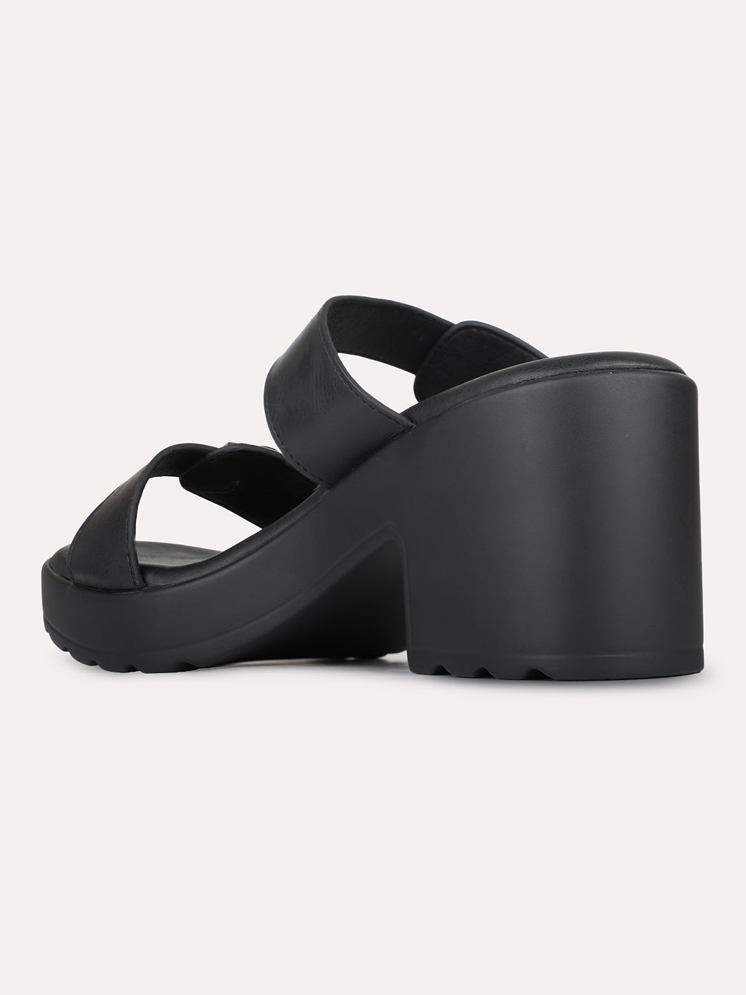 Womens Black Casual Solid Pattern Round Toe Platform Heels