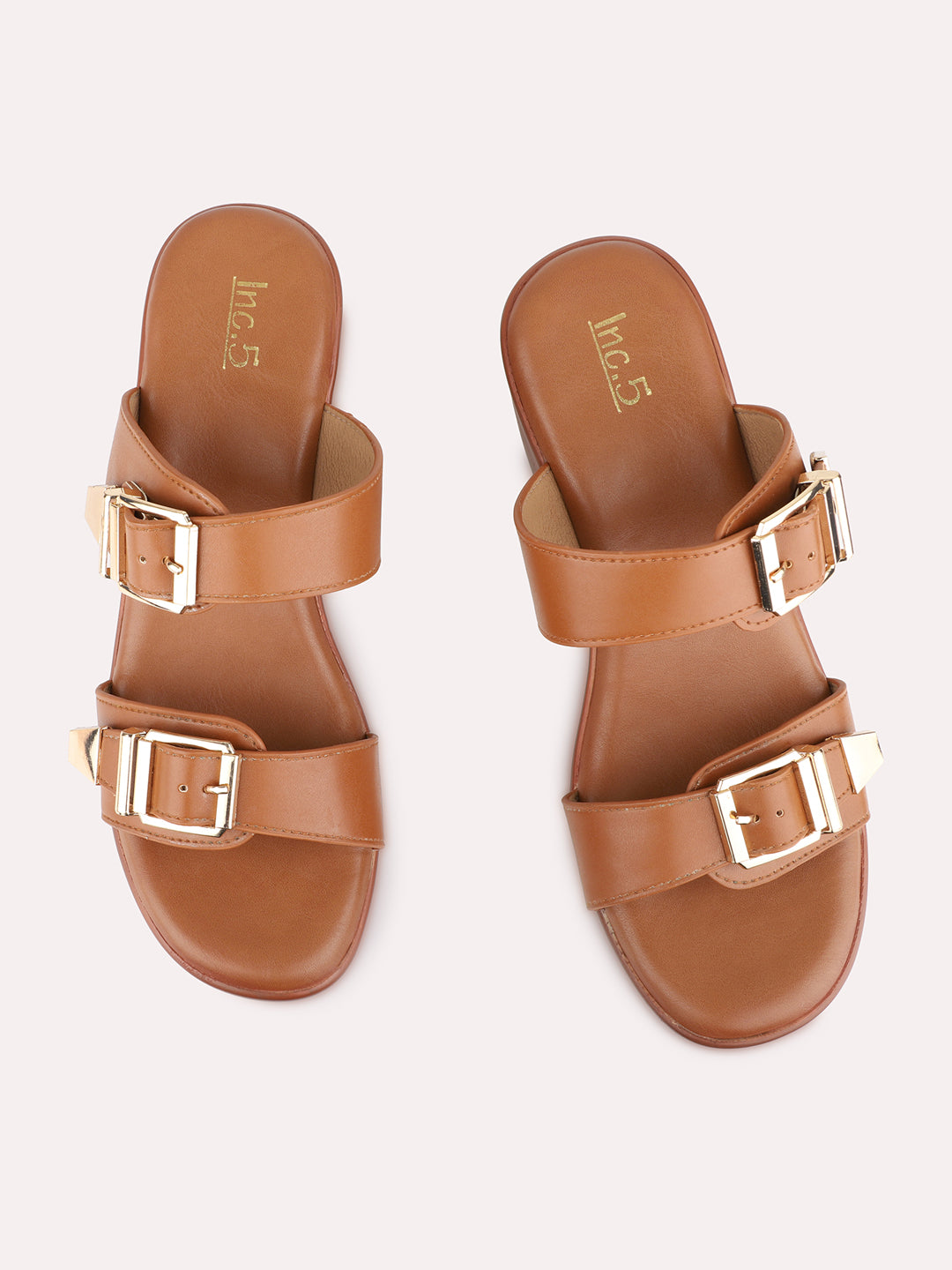 Womens Tan Casual Solid Pattern Round Toe Platform Heels