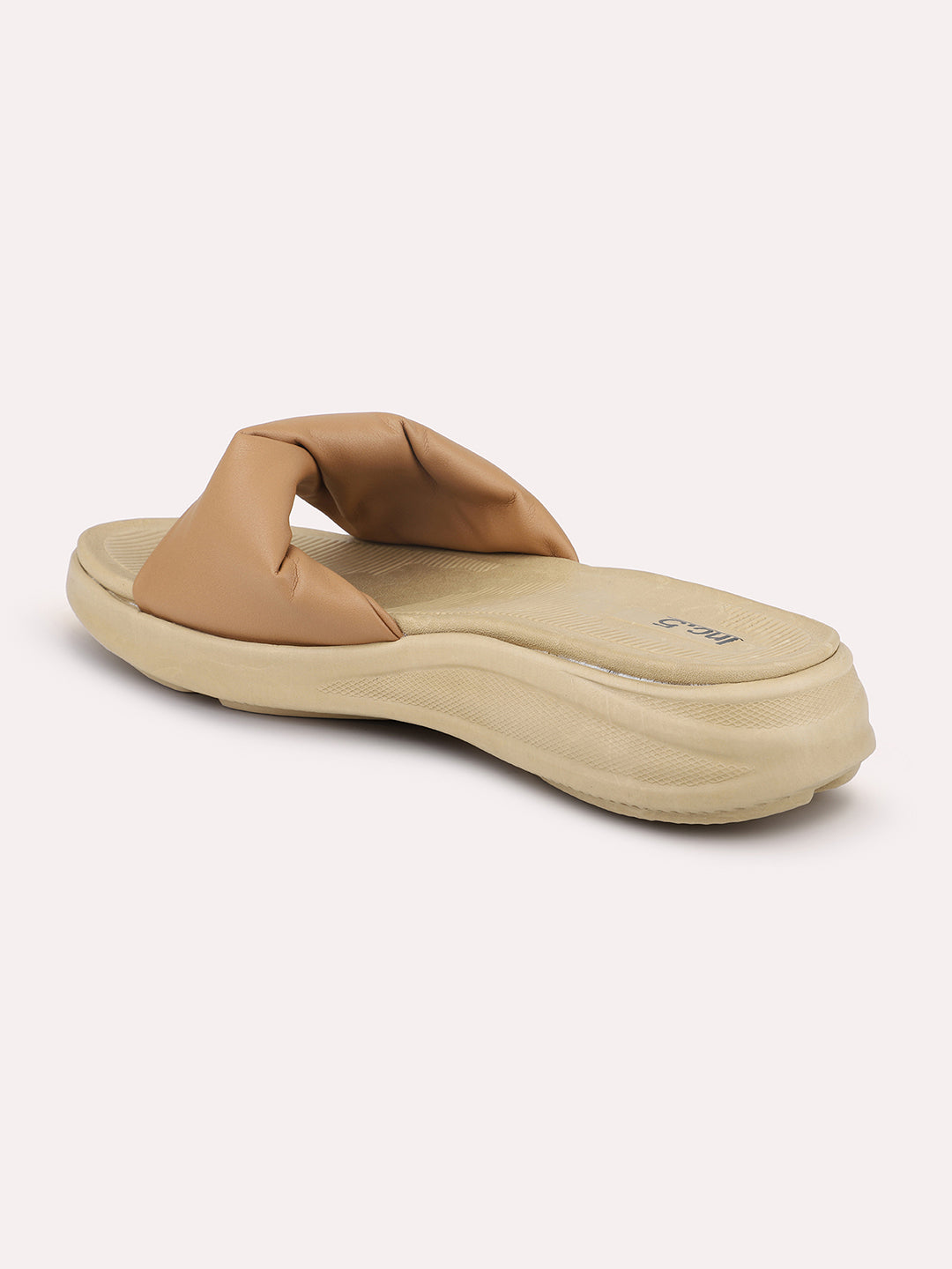 Women Beige Solid Comfort Sandals