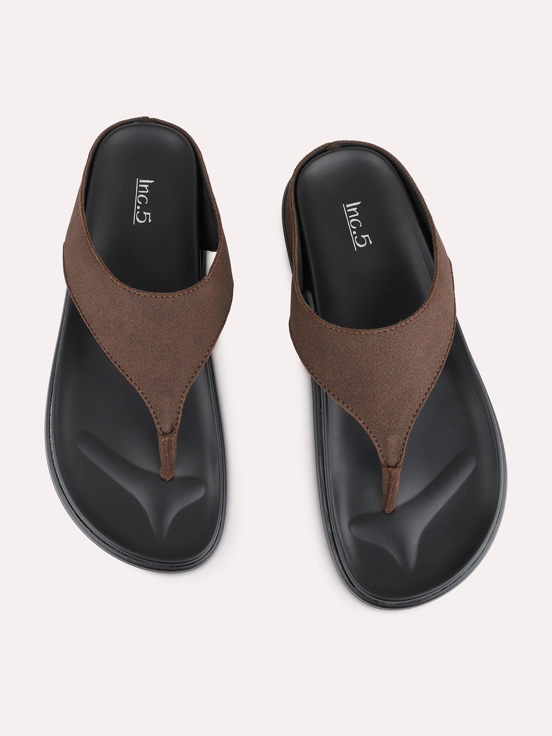 Womens Brown Casual Solid Pattern T-Strap Slip-On Flats