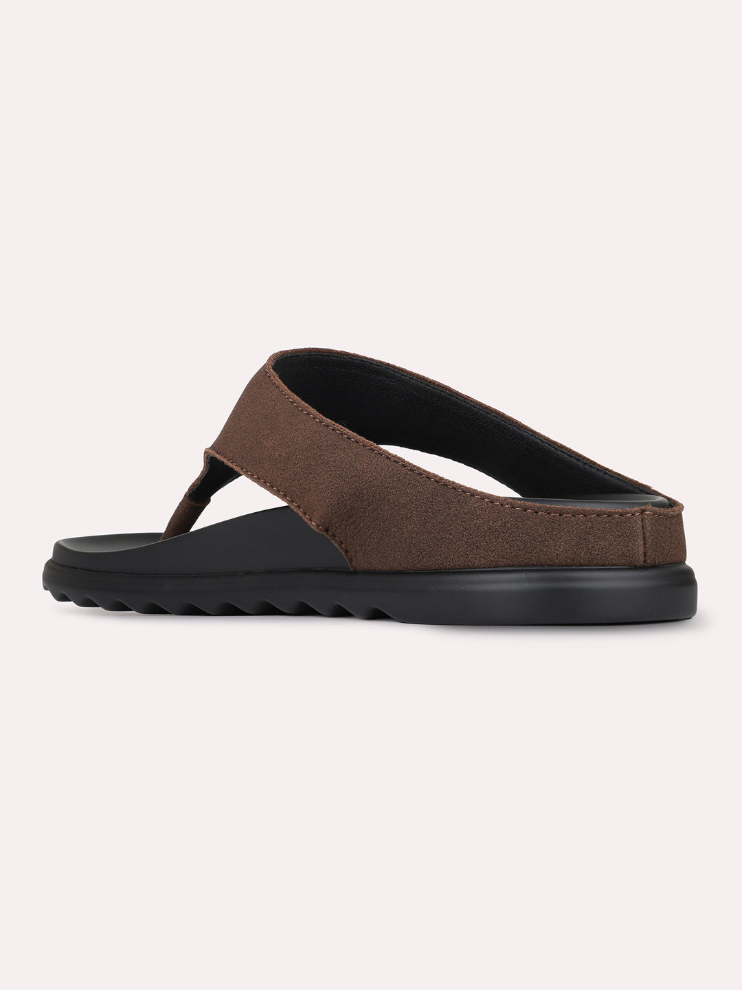 Womens Brown Casual Solid Pattern T-Strap Slip-On Flats