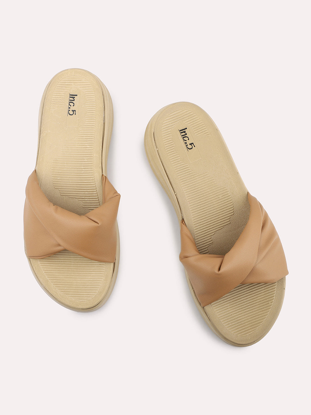 Women Beige Solid Comfort Sandals