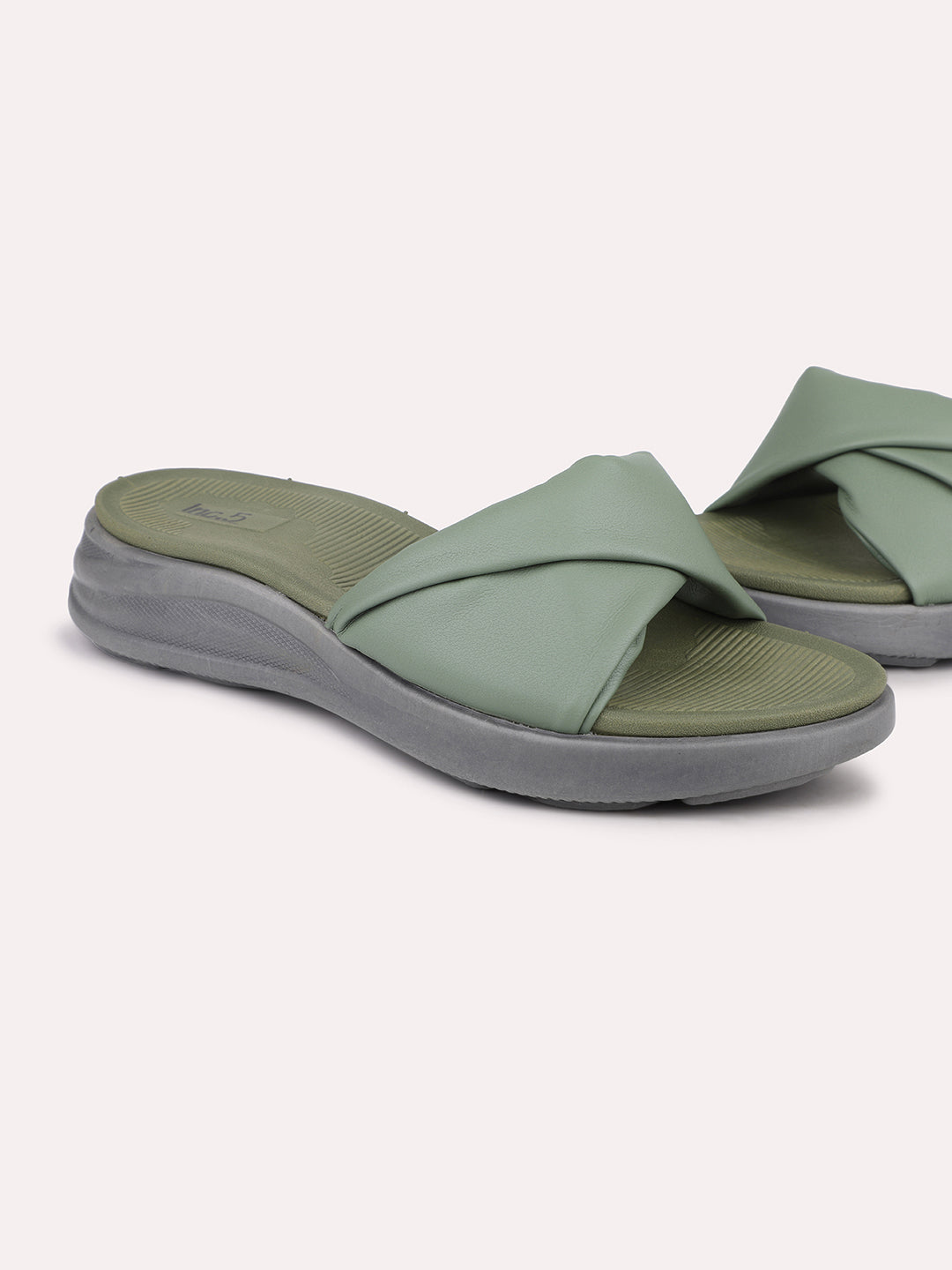 Women Green Solid Comfort Sandals