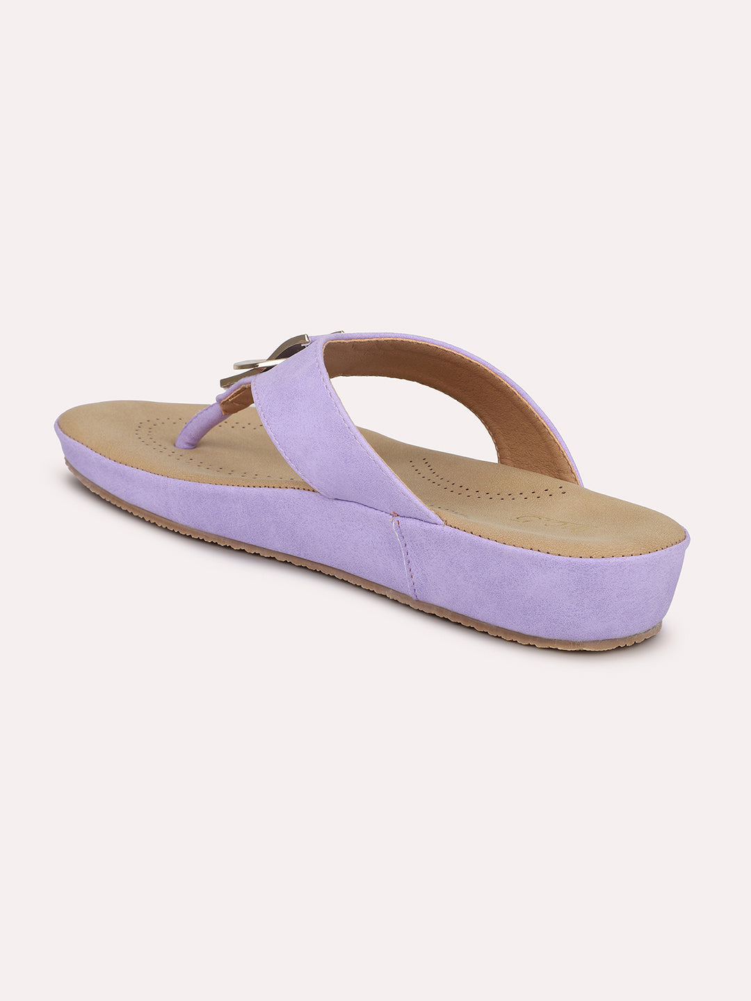 Women Purple Solid Comfort Heels Sandals